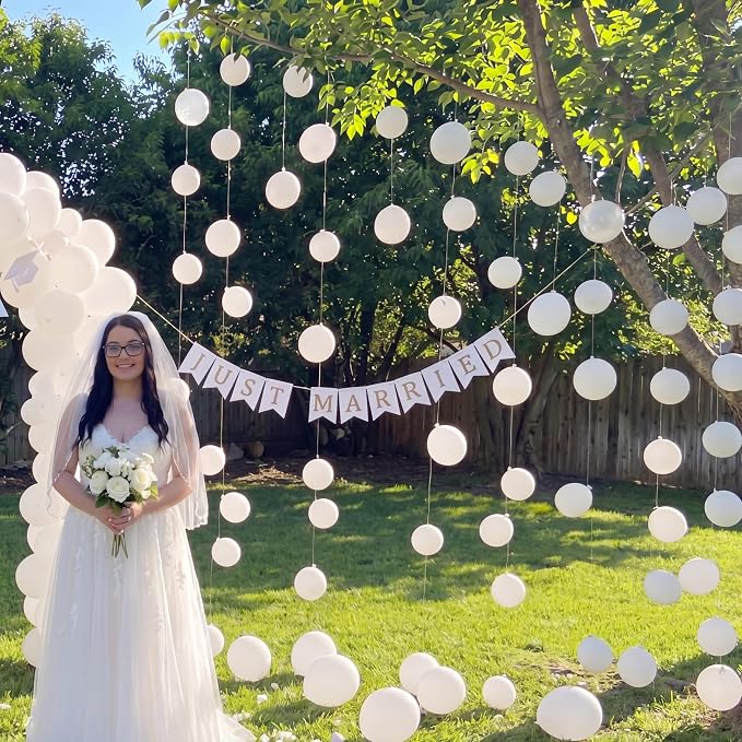 120 Pcs Wedding DIY Floating White Balloon Wall Garland Kit 5 Inch Balloons - Image 5