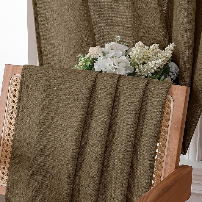 Tollpiz Linen Tier Curtains Rod Pocket Semi Sheer Short Kitchen Curtain Half - Image 6
