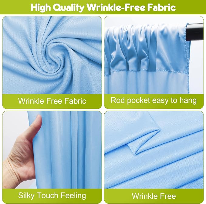 Blue Backdrop Curtain for Wedding Parties Backdrop Drapes 10x10FT | Wrinkle - Image 4