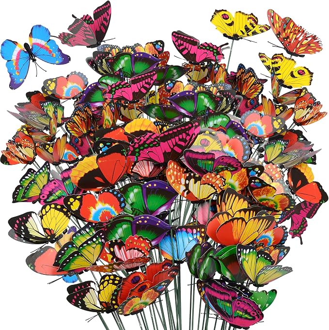 80 Pcs Decorative Butterfly Garden Stakes, 11.4 inch Waterproof Butterfly Picks by CAMATET