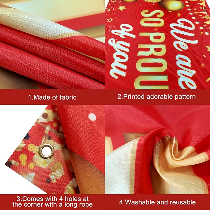 KatchOn Red We are So Proud of You Banner 72x44 Inch | Graduation Banner - Image 5