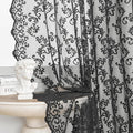 Black Lace Curtains 72 Inches Long 2 Panels Modern Vintage Paisley Floral Sheer by FOLKSIDEHomeDecoration