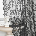 Black Lace Curtains 63 Inch Length 2 Panels set Gothic Paisley Sheer Curtains by FOLKSIDEHomeDecoration