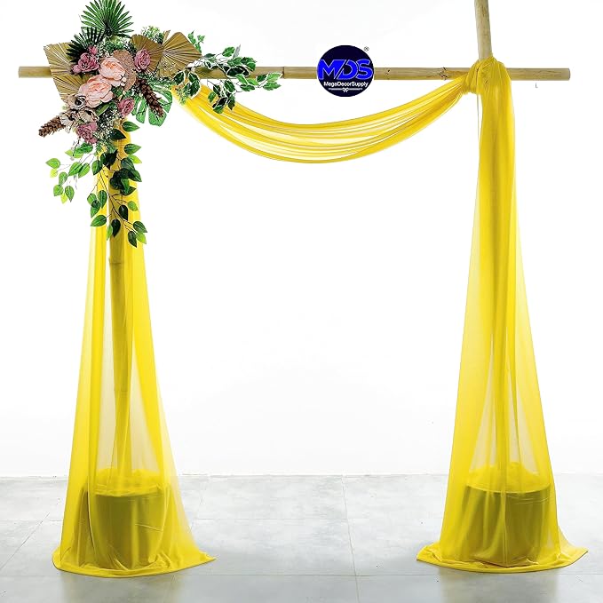 MDS Halloween Chiffon Draping Fabric - 1 Panel, 30" Wide x 30ft Long - Sheer Spooky Arbor & Canopy Drapery for Haunted House Backdrops, Party Ceilings, DIY Costumes & Themed Events - Yellow