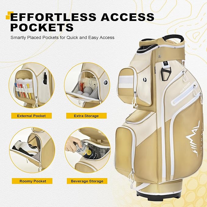 Golf Cart Bag, 15 Way Organizer Divider Top with Handles and Rain Cover