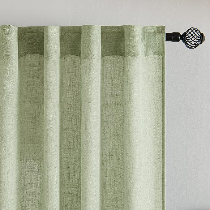 MIULEE Sage Green Kitchen Curtains 24 Inches Length 2 Panels Farmhouse | Soft - Image 4