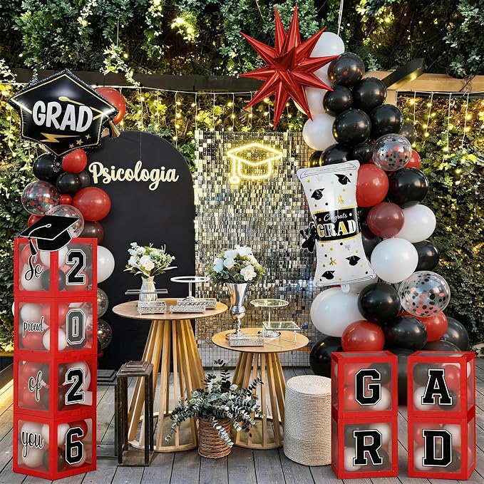 2026 Graduation Decorations Class of 2026 Red and Black Balloons Arch kit - Image 6