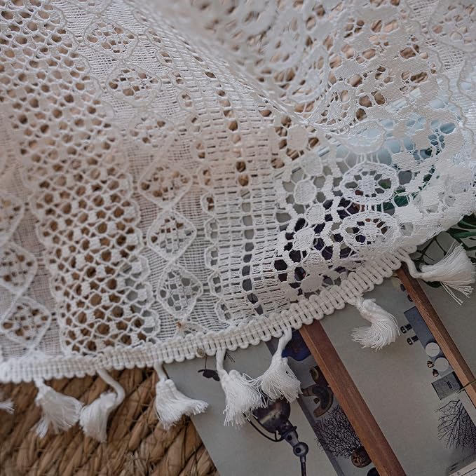 Sutuo Home Boho Sheer Curtain Valance Tier Crochet Lace - Image 5