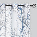 FMFUNCTEX Linen Blue White Semi Sheer Print Curtains 96 Inch Long 2 Panels | by Fmfunctex