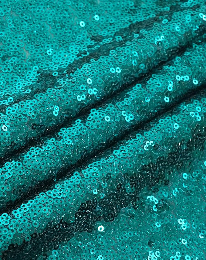 Eternal Beauty Teal Sequin Backdrop Curtains, 2 Panels 2x8FT | 3mm Sparkle - Image 6