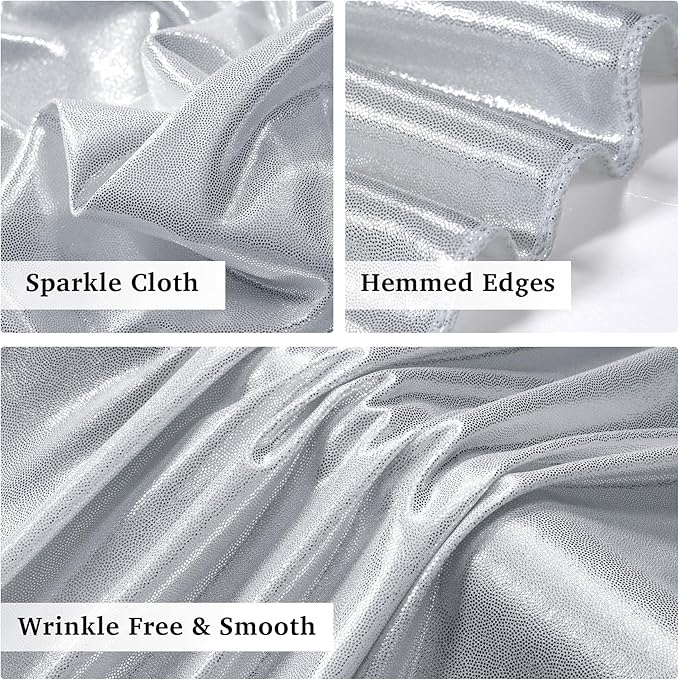 10x12ft Silver Sequin Backdrop Curtain Panels for Parties, Wrinkle Free Glitter Photo Backdrop Drapes 2 Panels 5x12FT Shimmer Back Drop Cloth for Wedding Birthday Christmas Photography Background