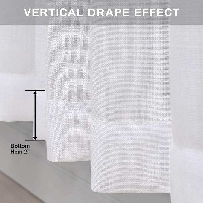 Pitalk White Linen Curtains 36 Inch Wide - Image 8