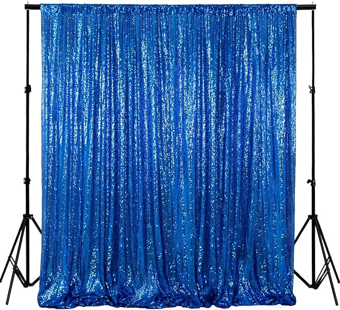 ShinyBeauty Sequin Backdrop 6FTx6FT Royal Blue Wedding Shimmer Fabric Background for Baby Shower, Party Event - Photo Booth Sparkle Sequin Wall