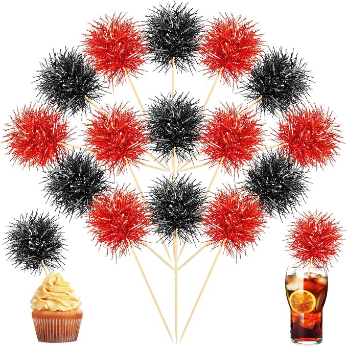 Chinco 100 Pcs Halloween Foil Firework Cupcake Toppers | Sparkle Tinsel Cake by Chinco