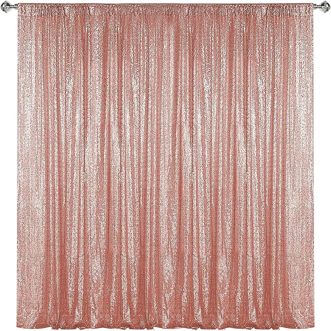 Sugargirl Rose Gold Sequin Backdrop Curtain 7FTx7FT Glitter Rose Gold by Sugargirl