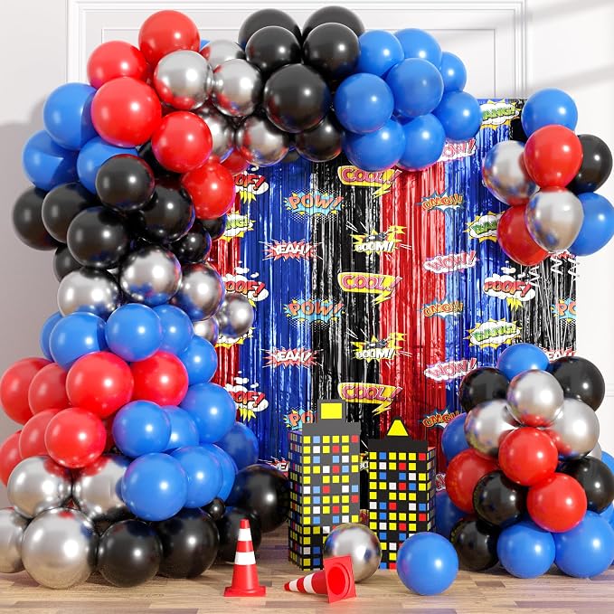 Red Black Blue Balloon Arch Garland Kit Birthday Party Decorations | Hero by Payolorn
