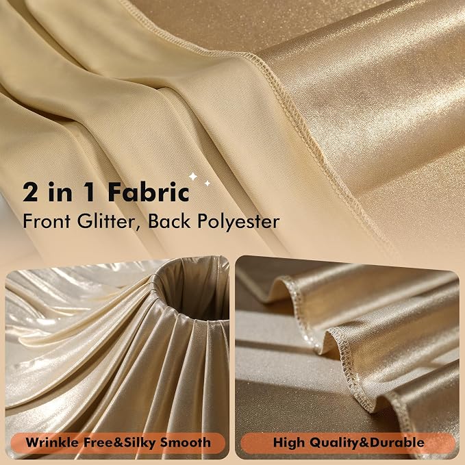 30ftx10ft Shimmer Champagne Sequin Backdrop Curtain - Image 2