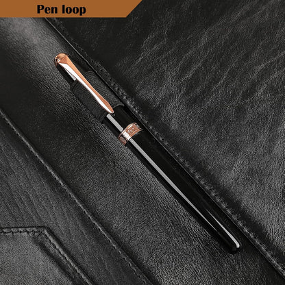 Genuine Leather Padfolio,Free Engraved Name, Personalized Leather Portfolio, A4 Document Folder Legal Pad Padfolio, Resume Folio for Men & Women