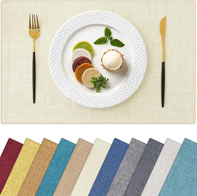Homaxy Cloths Placemats for Dining Table Set of 6, Cream | Heat Resistant by Homaxy