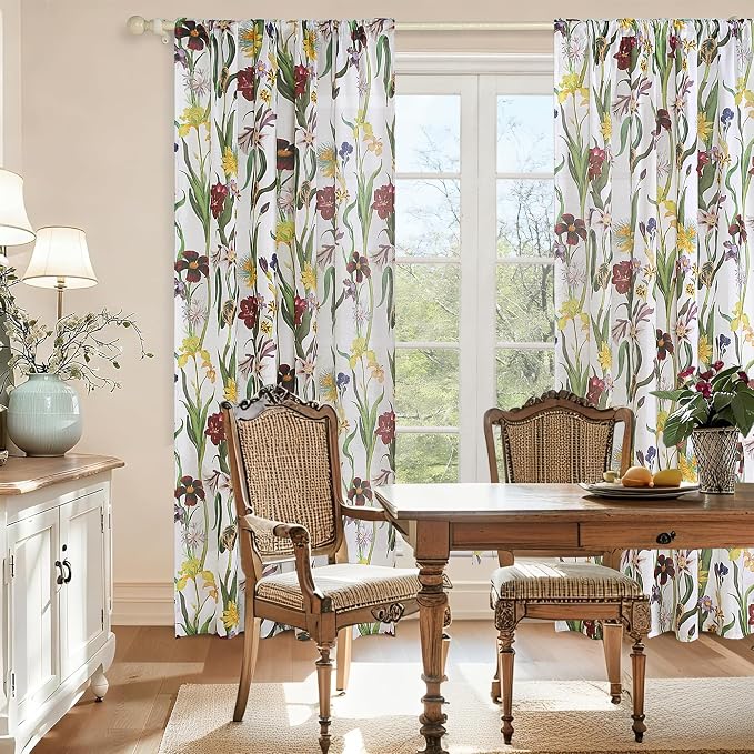 Schweek Vintage Floral Curtains 63 Inches Length 2 Panels - Image 2