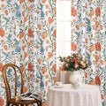 90 Inch Boho Floral Curtains Tropical Bird Print Linen Semi Sheer Window Drapes by JOOJA