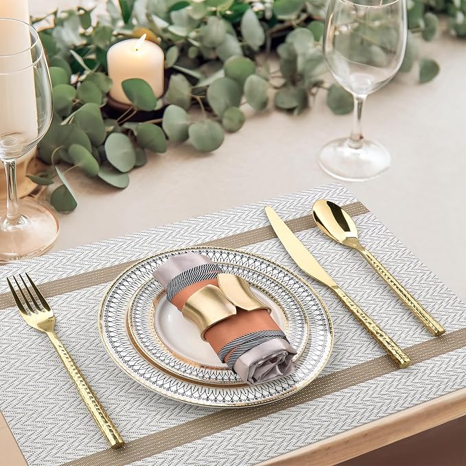SLKQG Beige White Placemats Set of 8 - Image 6