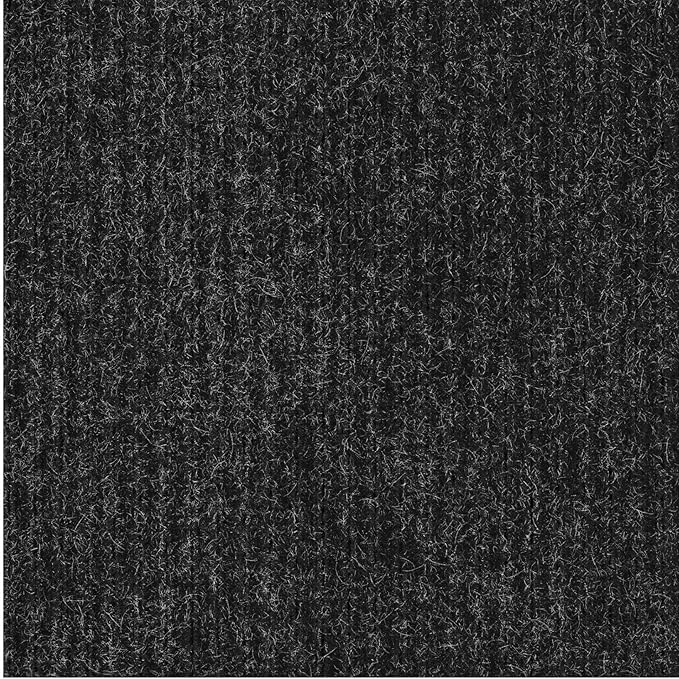 Ottomanson 2' x 25' Hallway Runner with Scraper Pile Extra Durable Non-Slip Rug Mat for Indoor & Outdoor Use - Ideal for Kitchen, Entryway, Patio & Garage - High-Traffic Carpet, Black