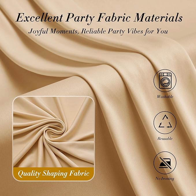 40 ft x 10 ft Wrinkle Free Champagne Backdrop Curtain - Image 4