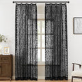 Bujasso Black Lace Pinch Pleat Curtains 90 inch, Gothic Vintage Floral Sheer by Bujasso