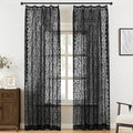 Bujasso Black Lace Pinch Pleat Curtains 96 inch, Gothic Vintage Floral Sheer by Bujasso