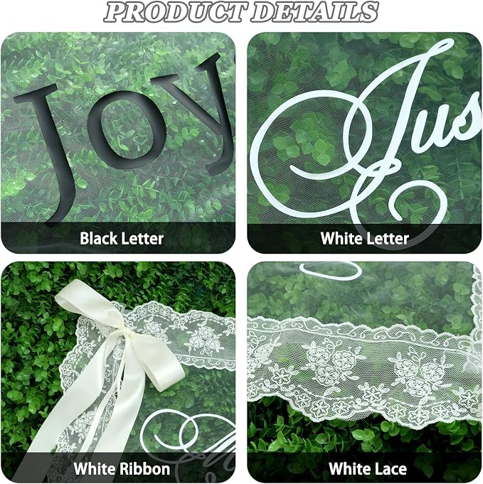 2 Pcs Personalized Sheer Lace Wedding Chair Sign - Image 5