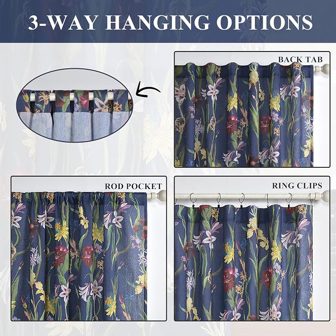 Schweek Navy Blue 84 Inches Length Boho Curtains 2 Panels - Image 6