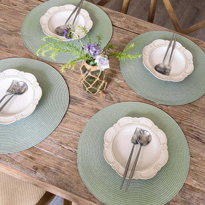 FunWheat Round Braided Placemats Set of 6 Place Mats - Image 6