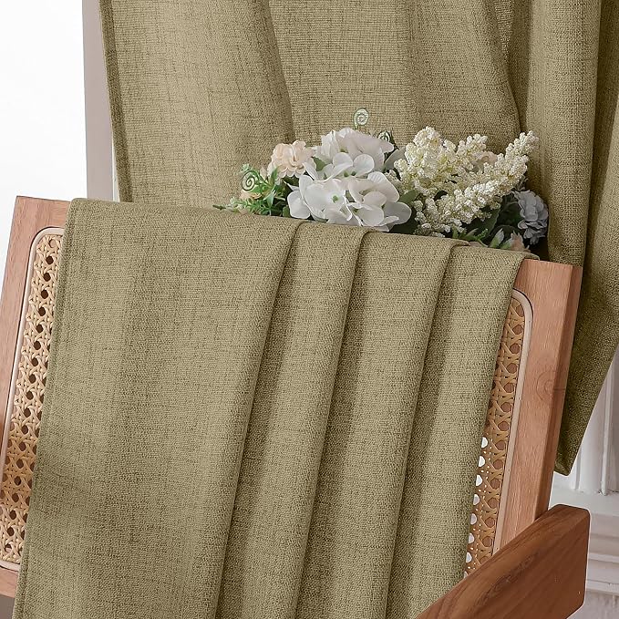 Tollpiz Linen Tier Curtains Rod Pocket Semi Sheer Short Kitchen Curtain Half - Image 6