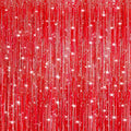 Crosize 4 Pack Laser Red Party Streamers Backdrop, 3.3 x 9.9 ft | Tinsel Foil by Crosize