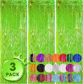 Voircoloria Iridescent Green Fringe Backdrop Curtains, 3 Pack | Tinsel Streamers by Voircoloria