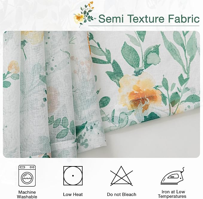 MYSKY HOME Green Sheer Floral Curtains 95 Inch Length - Image 7