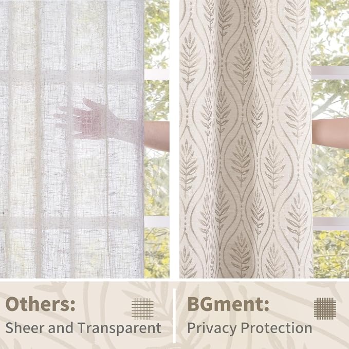 BGment Camel Curtains for Living Room 84 Inches Long, Natural French Country - Image 6