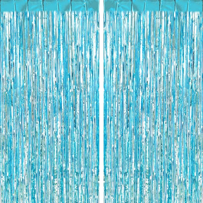 2 Pack Fringe Curtains Foil Shiny Fringe Backdrop Tinsel Door Streamers Foil by TOTAFAM
