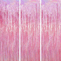 Voircoloria Pink Foil Fringe Backdrop Curtains, Birthday Party Decorations by Voircoloria