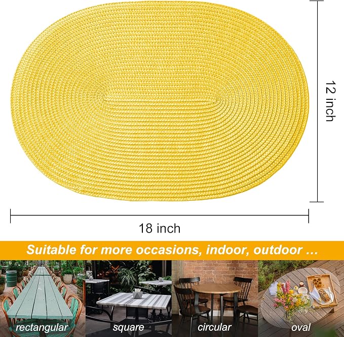 AHHFSMEI Placemats Set of 8 for Dining Table Washable Woven Vinyl Non-Slip - Image 2