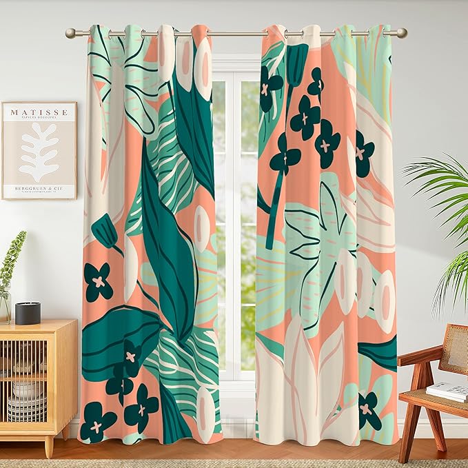 Tyrot 100% Blackout Boho Floral Curtains fo Bedroom 96 inch Long 2 Panels Mid by TyrotHomeDecor