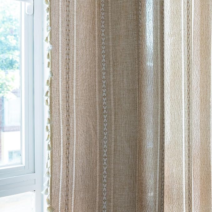 Sutuo Home Natural Boho Curtains 120 inch Extra Long - Image 3