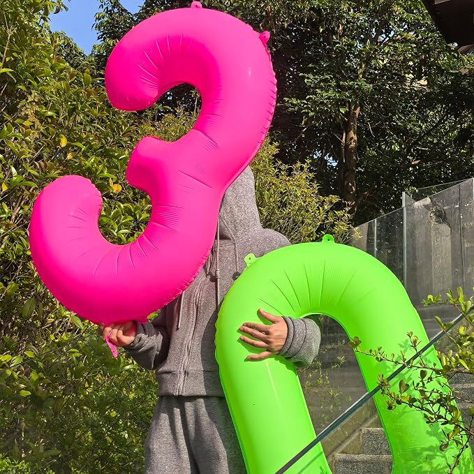 40 in Fluorescent Pink Birthday Balloon Number 8 Pink Fluorescent Number 8 | - Image 4