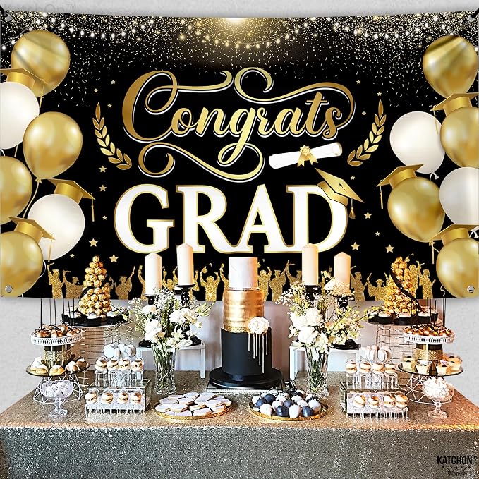 KatchOn Black and Gold Graduation Decorations 2026 Graduation Banner - Image 9