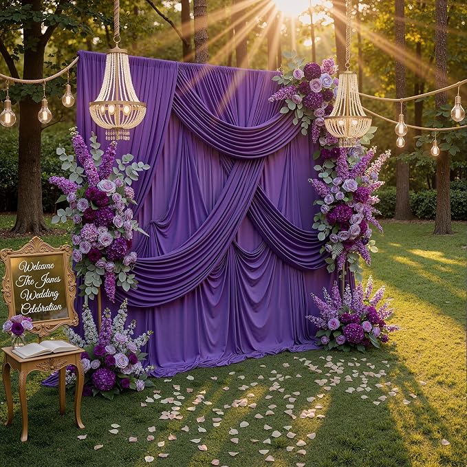 10ft x 10ft Wrinkle Free Purple Backdrop Curtain - Image 8