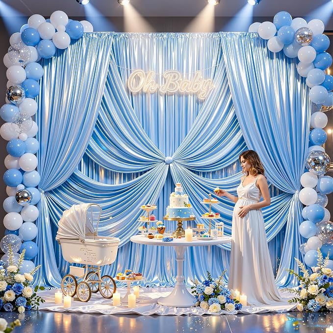 20x10ft Blue Glitter Backdrop Curtain - Image 6