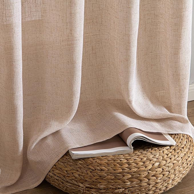MIULEE Natural Beige Linen Curtains 52x72 Inch Long - Image 7