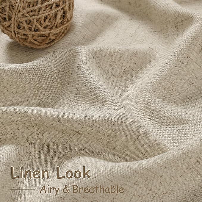 Eggshell Beige Curtains for Living Room 72 Inches Long Linen Blend Luxury Light - Image 4