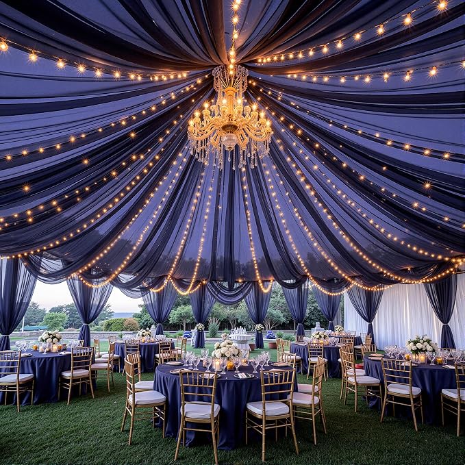 6 Panels Dark Blue Ceiling Curtains - Image 9